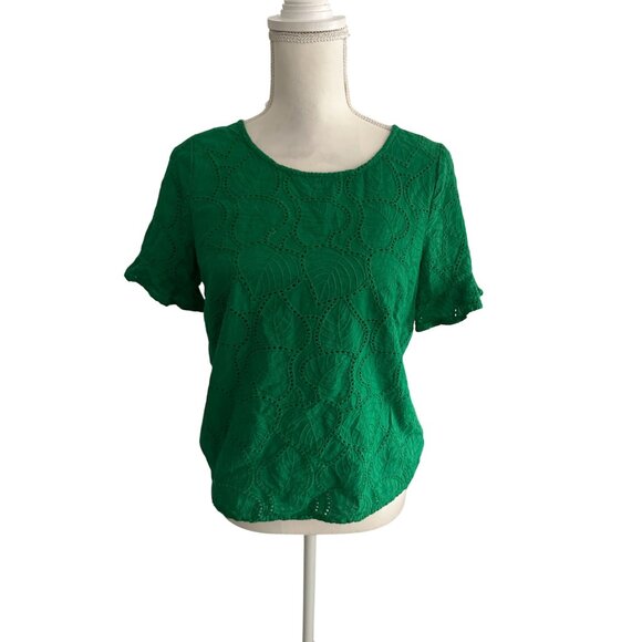 SKIES ARE BLUE Leaf Print Green Short Sleeve Top Size Small - Picture 6 of 6